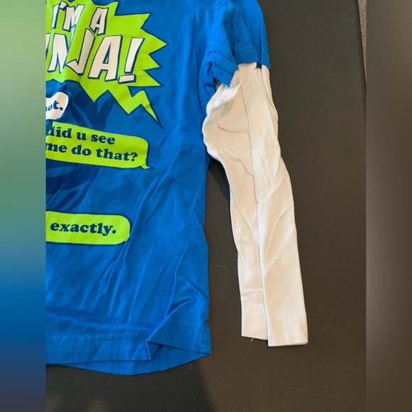 Urban Size Small (7/8) Boys I’m A Ninja White, Blue, and Green Long Sleeve - Picture 4 of 8
